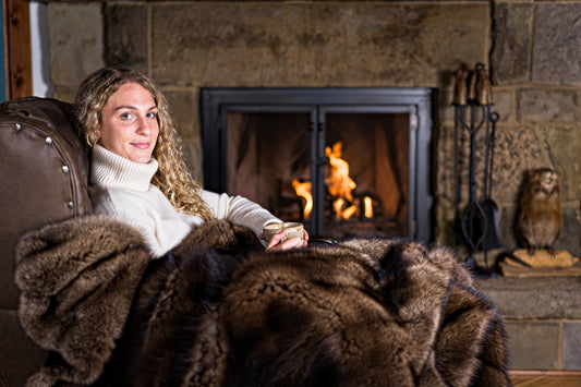 Fisher Fur Blanket & Fireplace