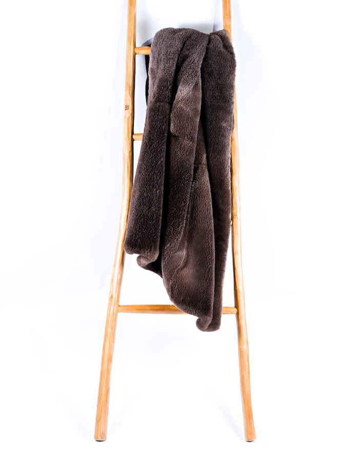 Sheared Beaver Fur Blanket on Ladder