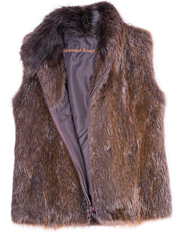Women's Custom Full Fur Vests Unzipped