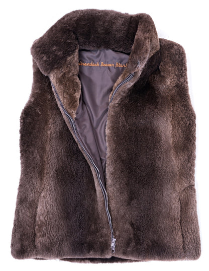 Women's Custom Sheared Fur Vests Unzipped