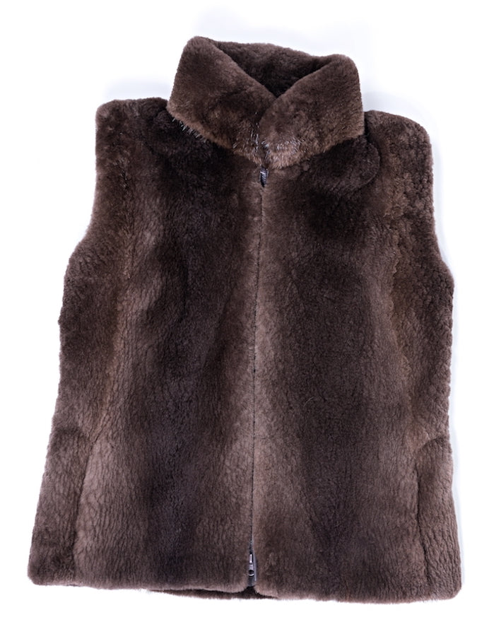 Women's Custom Sheared Fur Vests Zipped
